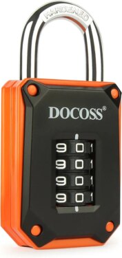 DOCOSS Strong Number Locks for Door/Combination Lock Padlock/Door Combination Lock,Pad Lock,Gate Lock, Gym Locker Lock,Locks for Main Gate (Orange Black (1 Pack)), Alloy Steel