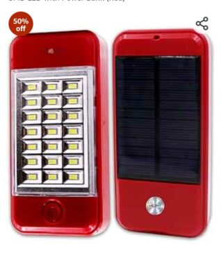 Pick Ur Needs Solar Emergency Rechargeable Light 21 SMD LED with Power Bank (Red)