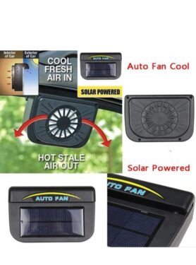 113 HARIKRUPEX Autocool Solar Powered Car Auto Cooler Ventilation Fan Automobile Air Vent Exhaust Heat Fan with Rubber Strip -Black