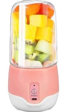 Plastic Portable Electric Mini Juice Maker | Blender Grinder Mixer Usb Rechargeable Mini Juicer Blender For Smoothies, Juice And Shakes With 4 Powerful Blades (Pink), In Built Jar, 30 Watts